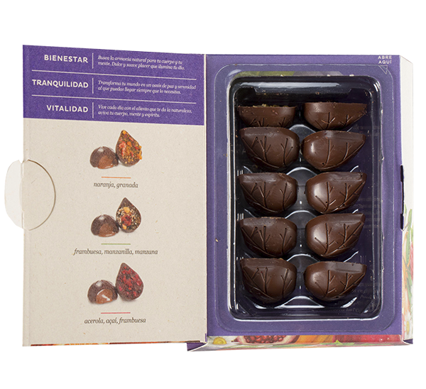 Caja de bombones de chocolate surtido por diez unidades