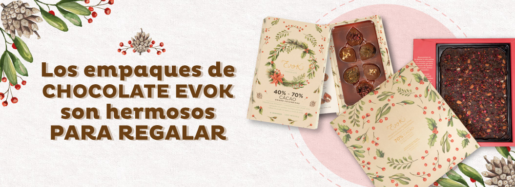 Regalo para Navidad, los empaques de nuestros chocolates Evok son decorativos y reciclables
