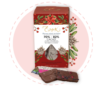 Regalo para Navidad, barras de chocolate mini Evok para regalar a mamá por navidad, los mejores chocolates.