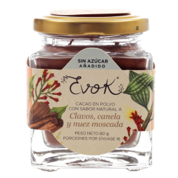 cacao en polvo Evok con sabores naturales